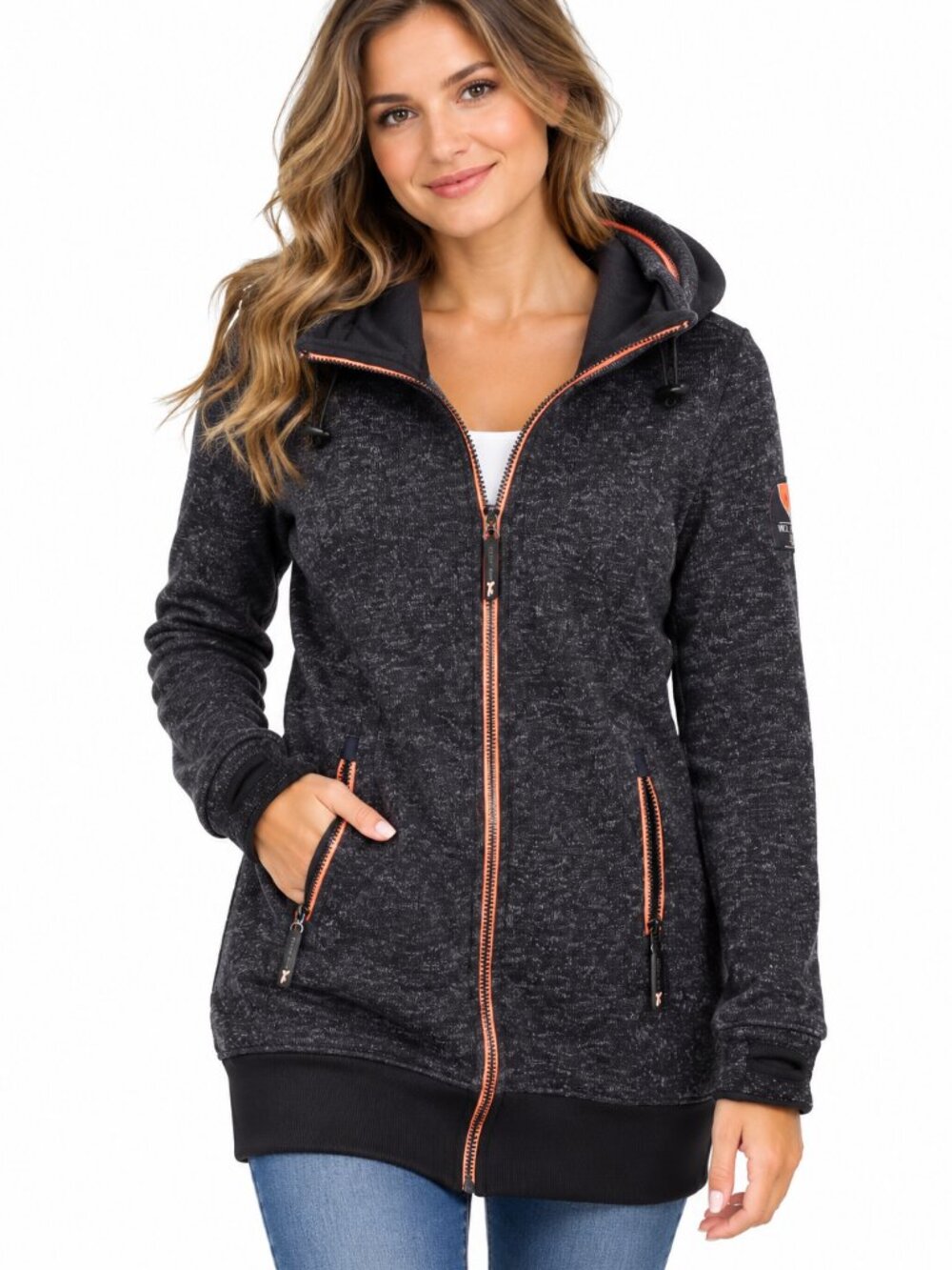 TRIPLE FIVE SOUL Women’s Charcoal Hooded Knit Jacket | Y2K | Streetwear